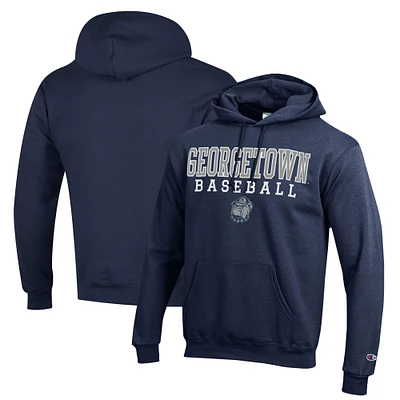 Men's Champion  Navy Georgetown Hoyas Stack Baseball Powerblend Pullover Hoodie