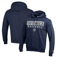 Men's Champion  Navy Georgetown Hoyas Stack Baseball Powerblend Pullover Hoodie