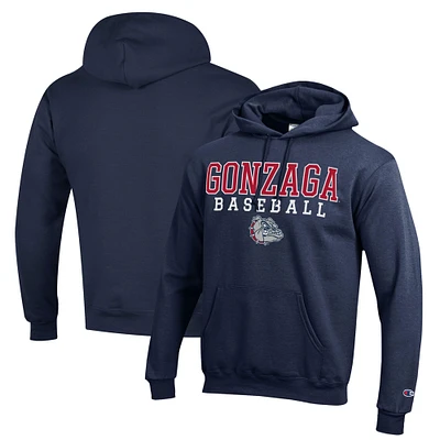 Men's Champion  Navy Gonzaga Bulldogs Stack Baseball Powerblend Pullover Hoodie