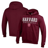 Men's Champion  Crimson Harvard Stack Baseball Powerblend Pullover Hoodie