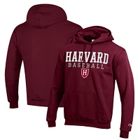 Men's Champion  Crimson Harvard Stack Baseball Powerblend Pullover Hoodie