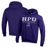 Men's Champion  Purple High Point Panthers Stack Baseball Powerblend Pullover Hoodie