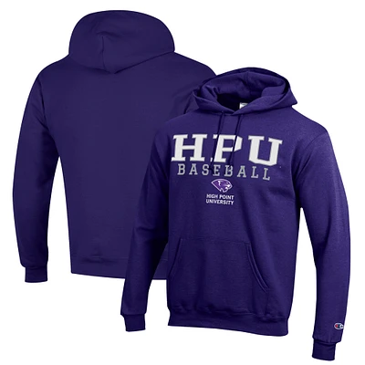 Men's Champion  Purple High Point Panthers Stack Baseball Powerblend Pullover Hoodie