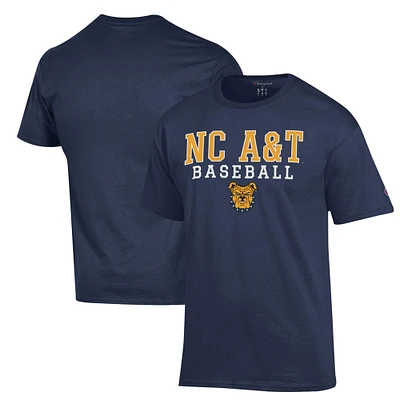 Men's Champion  Navy North Carolina A&T Aggies Stack Baseball T-Shirt