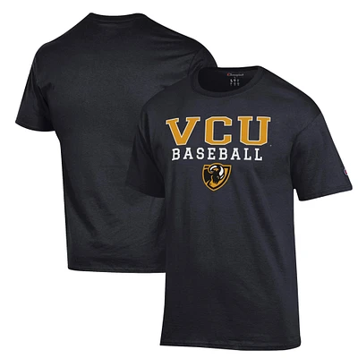 Men's Champion  Black VCU Rams Stack Baseball T-Shirt