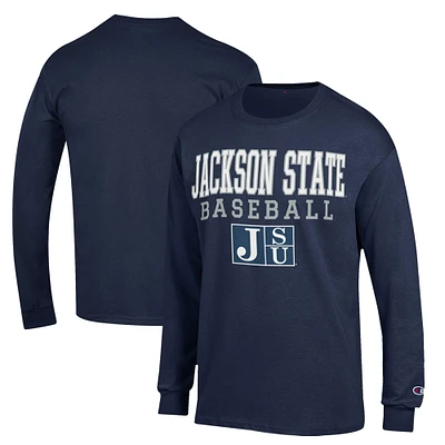 Men's Champion  Navy Jackson State Tigers Stack Baseball Long Sleeve T-Shirt