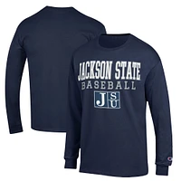 Men's Champion  Navy Jackson State Tigers Stack Baseball Long Sleeve T-Shirt