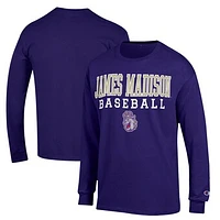 Men's Champion  Purple James Madison Dukes Stack Baseball Long Sleeve T-Shirt