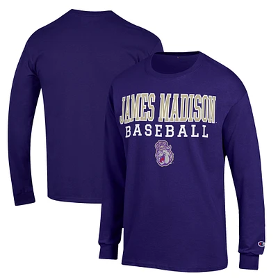 Men's Champion  Purple James Madison Dukes Stack Baseball Long Sleeve T-Shirt