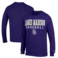 Men's Champion  Purple James Madison Dukes Stack Baseball Long Sleeve T-Shirt