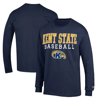 Men's Champion  Navy Kent State Golden Flashes Stack Baseball Long Sleeve T-Shirt