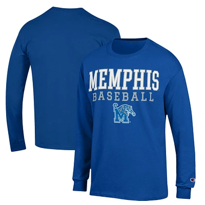 Men's Champion  Royal Memphis Tigers Stack Baseball Long Sleeve T-Shirt