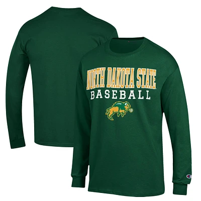 Men's Champion  Green NDSU Bison Stack Baseball Long Sleeve T-Shirt