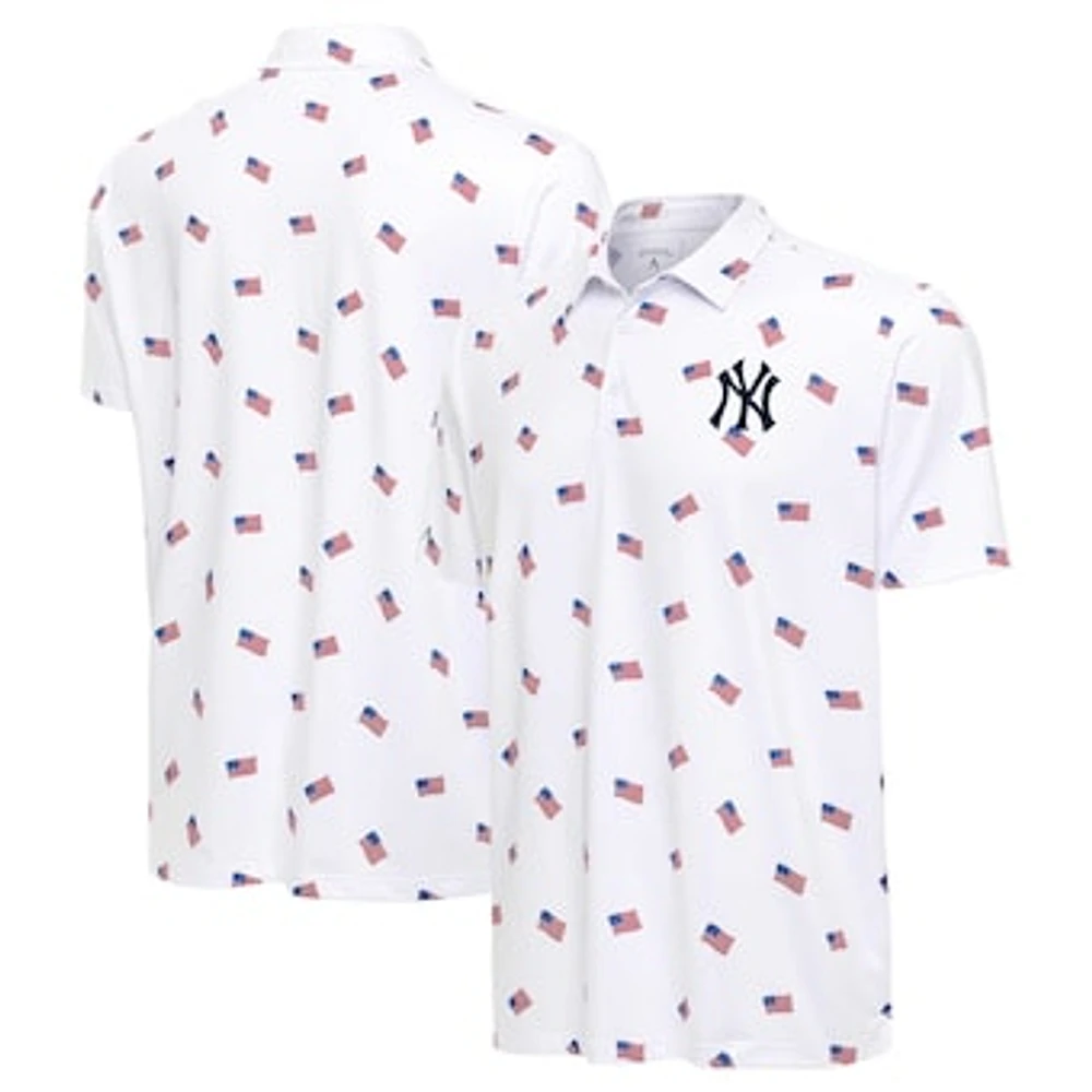 Men's Antigua White New York Yankees  Americana Polo