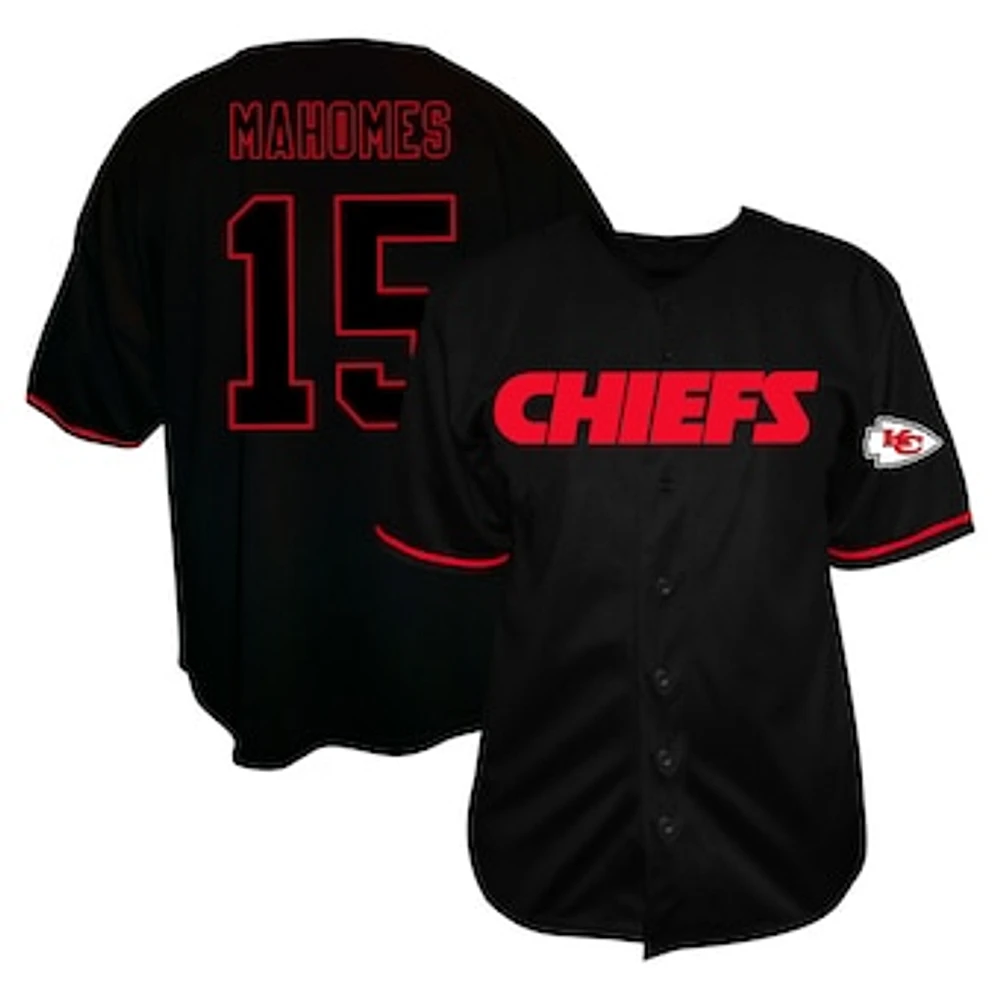 Men's Fanatics Patrick Mahomes Black Kansas City Chiefs Big & Tall Baseball Button-Up Shirt