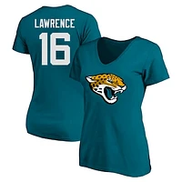 Women's Fanatics Trevor Lawrence Teal Jacksonville Jaguars Plus Player Name & Number V-Neck T-Shirt