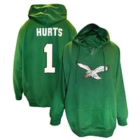 Women's Fanatics Jalen Hurts Kelly Green Philadelphia Eagles Plus Player Name & Number V-Neck Pullover Hoodie