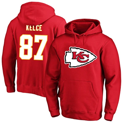 Men's Fanatics Travis Kelce Red Kansas City Chiefs Big & Tall Name Number Fleece Pullover Hoodie