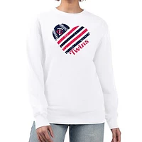 Women's G-III 4Her by Carl Banks White Minnesota Twins Heart Logo Fleece Pullover Sweatshirt