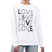 Women's G-III 4Her by Carl Banks White Seattle Mariners Love Team Logo Fleece Pullover Sweatshirt