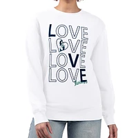 Women's G-III 4Her by Carl Banks White Seattle Mariners Love Team Logo Fleece Pullover Sweatshirt