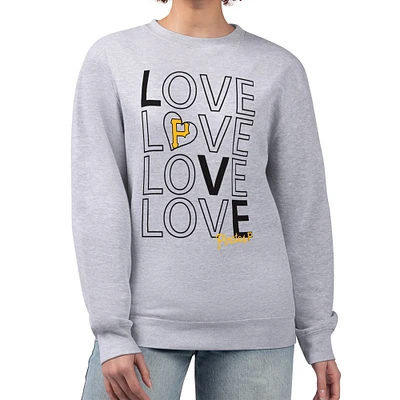 Women's G-III 4Her by Carl Banks Heather Gray Pittsburgh Pirates Love Team Logo Fleece Pullover Sweatshirt