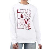 Women's G-III 4Her by Carl Banks White St. Louis Cardinals Love Team Logo Fleece Pullover Sweatshirt