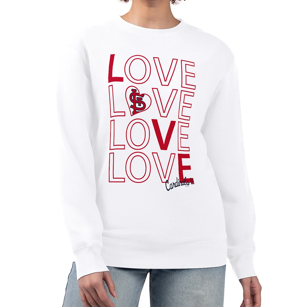 Women's G-III 4Her by Carl Banks White St. Louis Cardinals Love Team Logo Fleece Pullover Sweatshirt