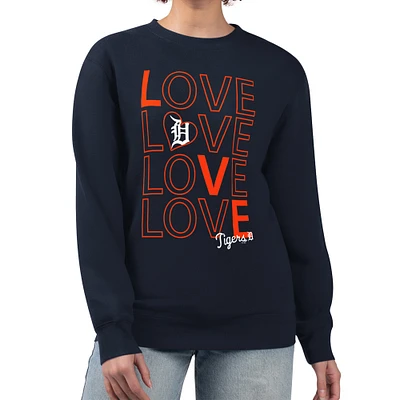 Women's G-III 4Her by Carl Banks Navy Detroit Tigers Love Team Logo Fleece Pullover Sweatshirt