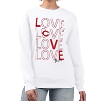 Women's G-III 4Her by Carl Banks White Cincinnati Reds Love Team Logo Fleece Pullover Sweatshirt
