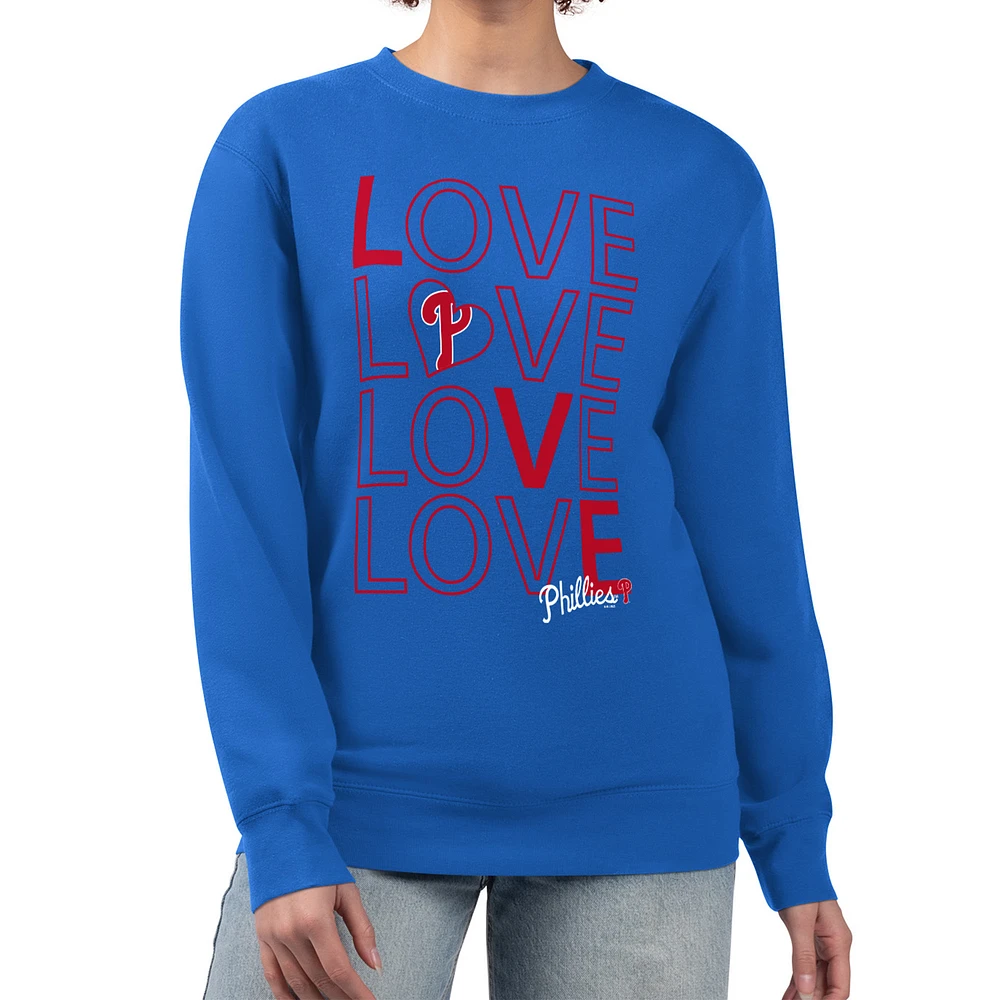 Women's G-III 4Her by Carl Banks Royal Philadelphia Phillies Love Team Logo Fleece Pullover Sweatshirt