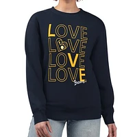 Women's G-III 4Her by Carl Banks Navy Milwaukee Brewers Love Team Logo Fleece Pullover Sweatshirt