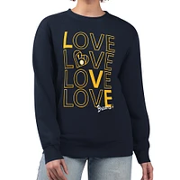 Women's G-III 4Her by Carl Banks Navy Milwaukee Brewers Love Team Logo Fleece Pullover Sweatshirt