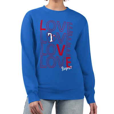 Women's G-III 4Her by Carl Banks Royal Texas Rangers Love Team Logo Fleece Pullover Sweatshirt