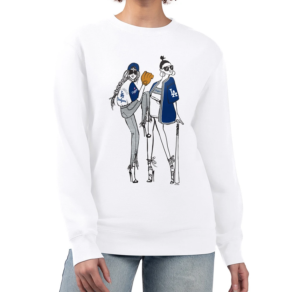 Women's G-III 4Her by Carl Banks White Los Angeles Dodgers Baseball Girls Fleece Pullover Sweatshirt