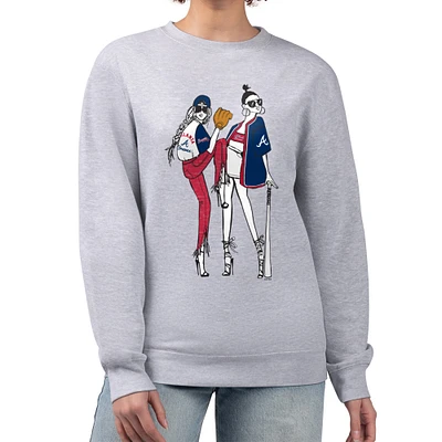 Women's G-III 4Her by Carl Banks Heather Gray Atlanta Braves Baseball Girls Fleece Pullover Sweatshirt