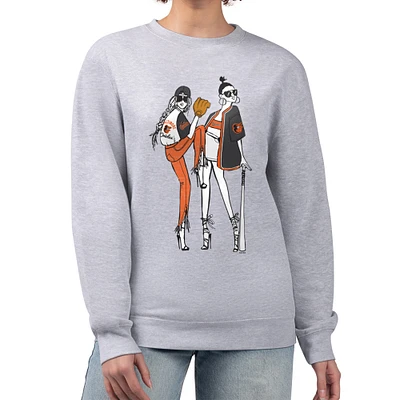 Women's G-III 4Her by Carl Banks Heather Gray Baltimore Orioles Baseball Girls Fleece Pullover Sweatshirt