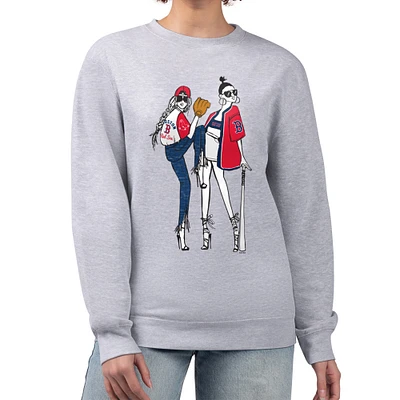 Women's G-III 4Her by Carl Banks Heather Gray Boston Red Sox Baseball Girls Fleece Pullover Sweatshirt
