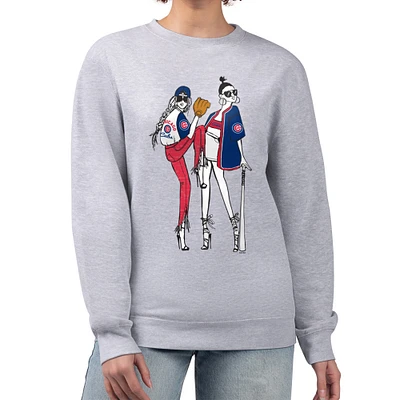 Women's G-III 4Her by Carl Banks Heather Gray Chicago Cubs Baseball Girls Fleece Pullover Sweatshirt