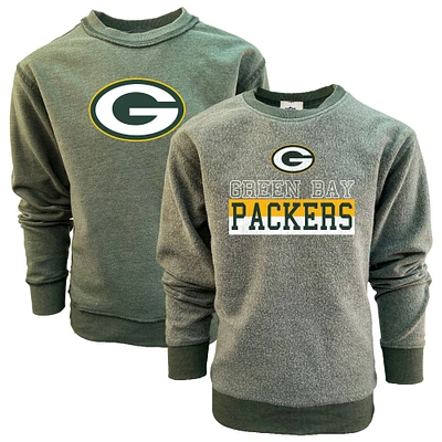 Youth Wes & Willy  Green Bay Packers Reversible Fleece Pullover Sweatshirt