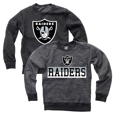 Youth Wes & Willy  Black Las Vegas Raiders Reversible Fleece Pullover Sweatshirt