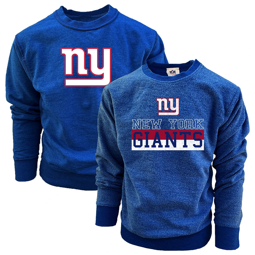 Youth Wes & Willy  Royal New York Giants Reversible Fleece Pullover Sweatshirt