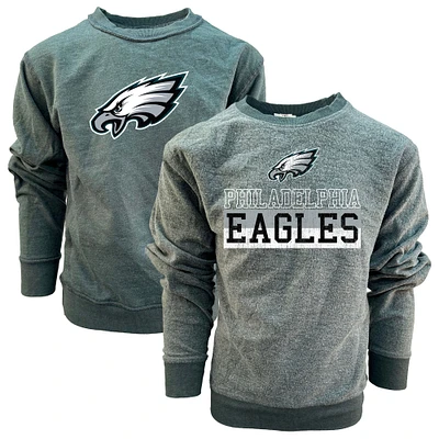 Youth Wes & Willy  Midnight Green Philadelphia Eagles Reversible Fleece Pullover Sweatshirt