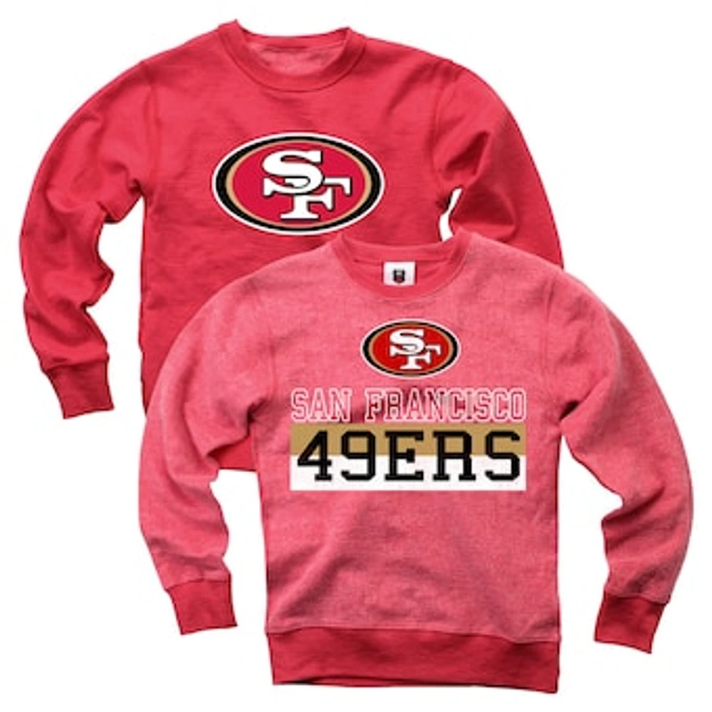 Youth Wes & Willy  Scarlet San Francisco 49ers Reversible Fleece Pullover Sweatshirt