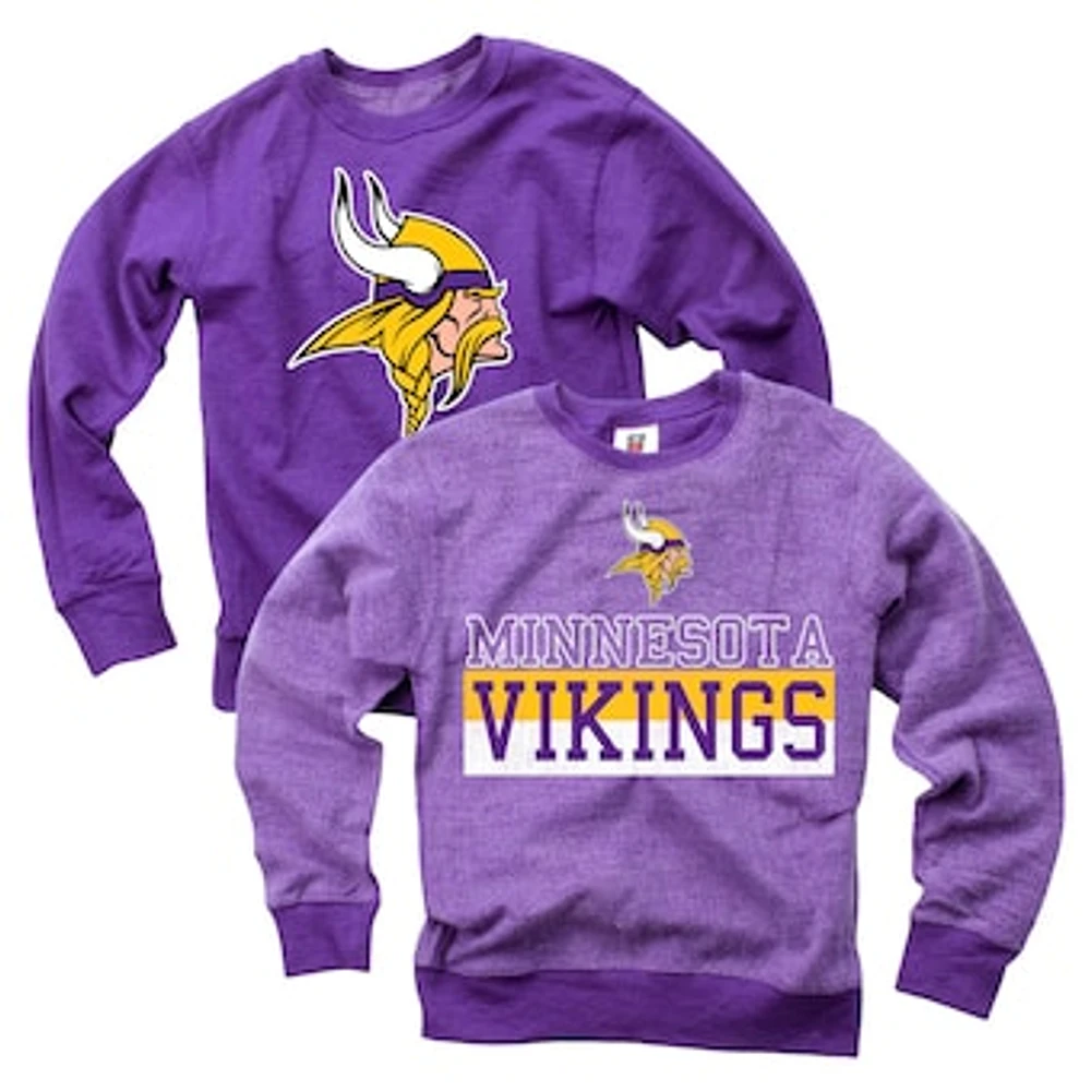 Youth Wes & Willy  Purple Minnesota Vikings Reversible Fleece Pullover Sweatshirt