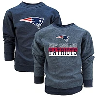 Youth Wes & Willy  Navy New England Patriots Reversible Fleece Pullover Sweatshirt