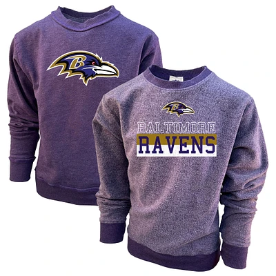 Youth Wes & Willy  Purple Baltimore Ravens Reversible Fleece Pullover Sweatshirt