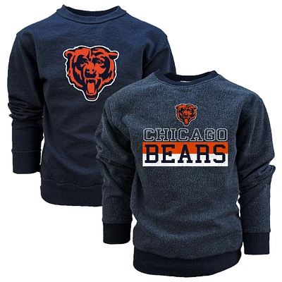 Youth Wes & Willy  Navy Chicago Bears Reversible Fleece Pullover Sweatshirt