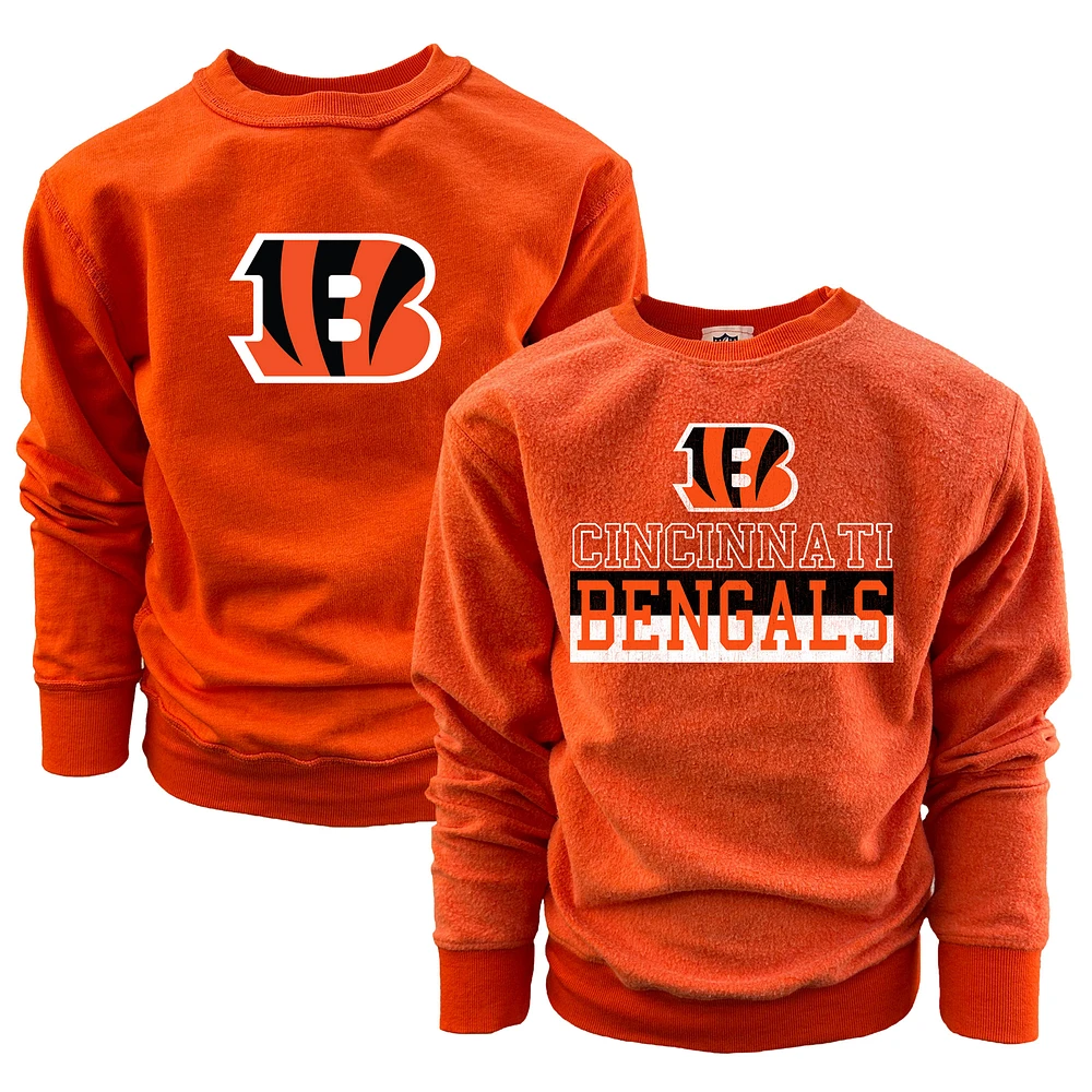 Youth Wes & Willy  Orange Cincinnati Bengals Reversible Fleece Pullover Sweatshirt