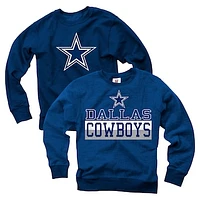 Youth Wes & Willy  Navy Dallas Cowboys Reversible Fleece Pullover Sweatshirt